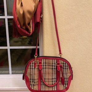Authentic Burberry Check And Orchard Bowler Bag